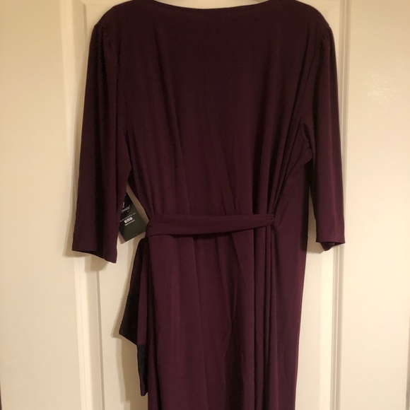 NWT Kiyonna wrap dress in merlot w/ black lace - Picture 4 of 6
